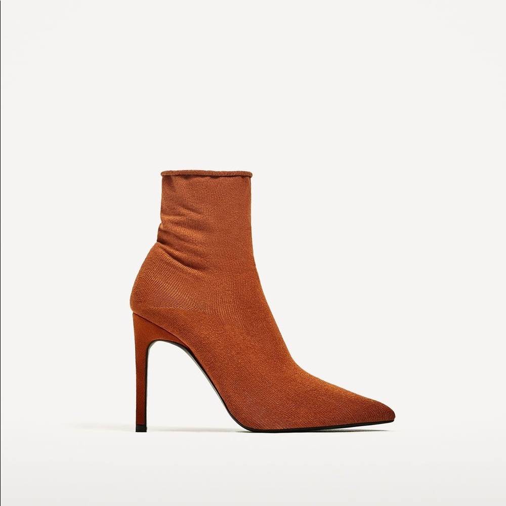 New Zara Sock Boot Heel